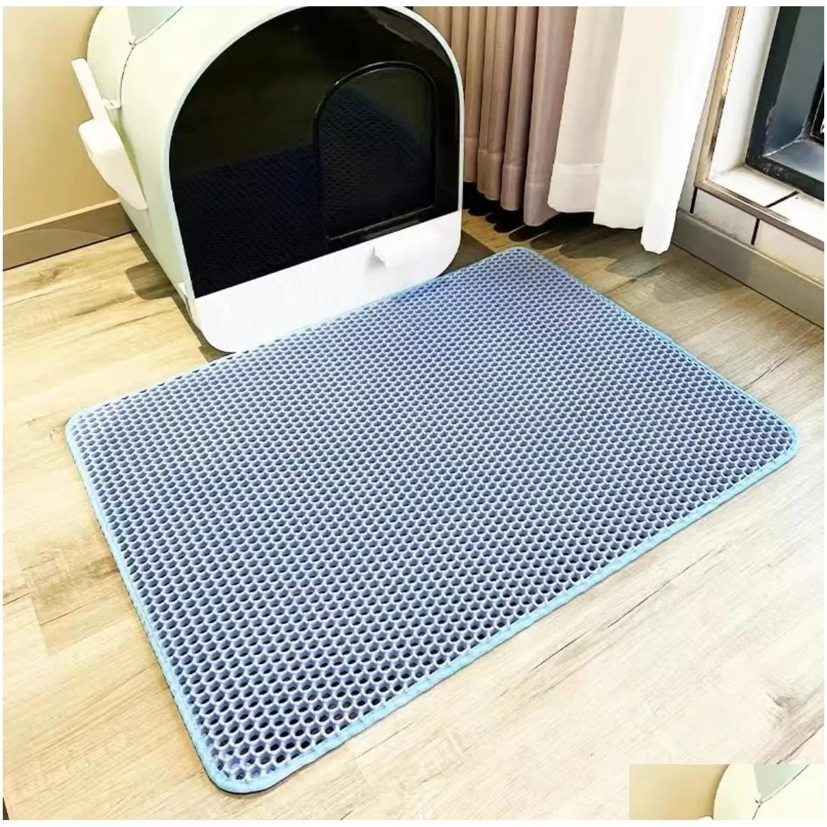 fold double layer pet litter box mat waterproof filters pads nonslip keep bed house clean trapping kitten sand wholesale price