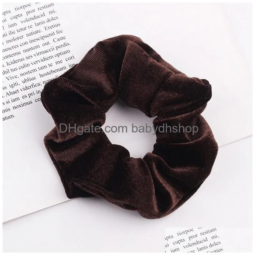 winter candy color ribbon hair rope women velvet scrunchie rubber band soft warm elastic hair bands christmas gifts hair accessories