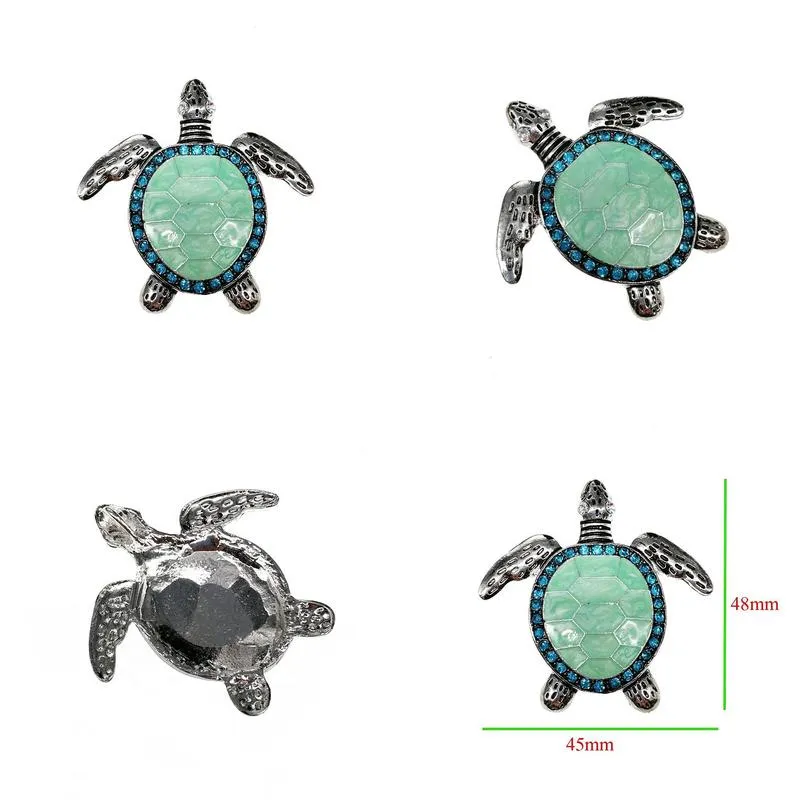 10pcs/lot green rhinestones tortoise pendant charm for necklace cute enamel animal ocean sea turtle charms for diy jewelry making