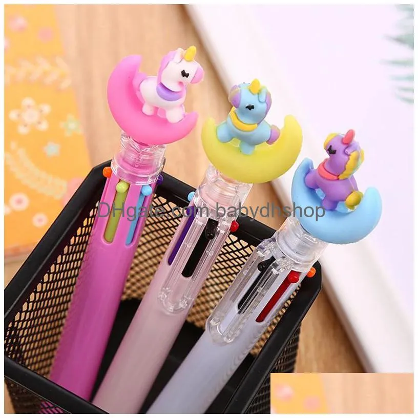 cute animal unicorn pig power 6 colors ballpoint pen kawaii rollerball pens school office supply gift stationery papelaria escolar
