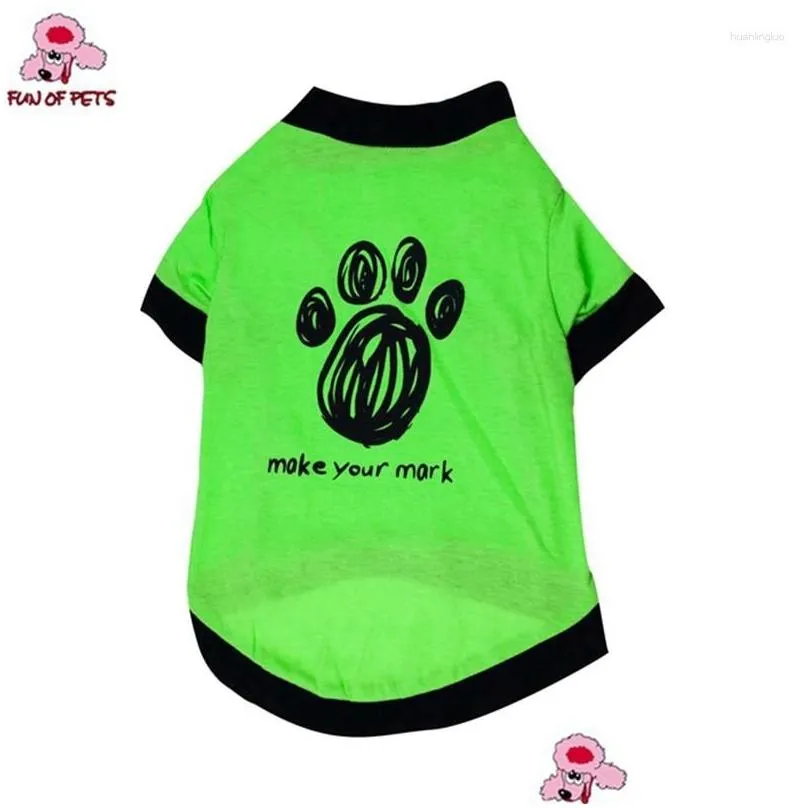 dog apparel fashion spring and autumn lovely footprint pattern t-shirt clothes for pets dogs puppy clothing