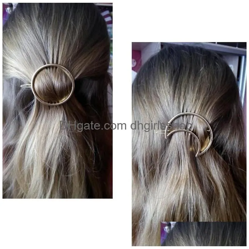 fashion women hair accessories triangle hair clip girls hairpins metal geometric alloy headdress circle hairgrip barrette holder mixed