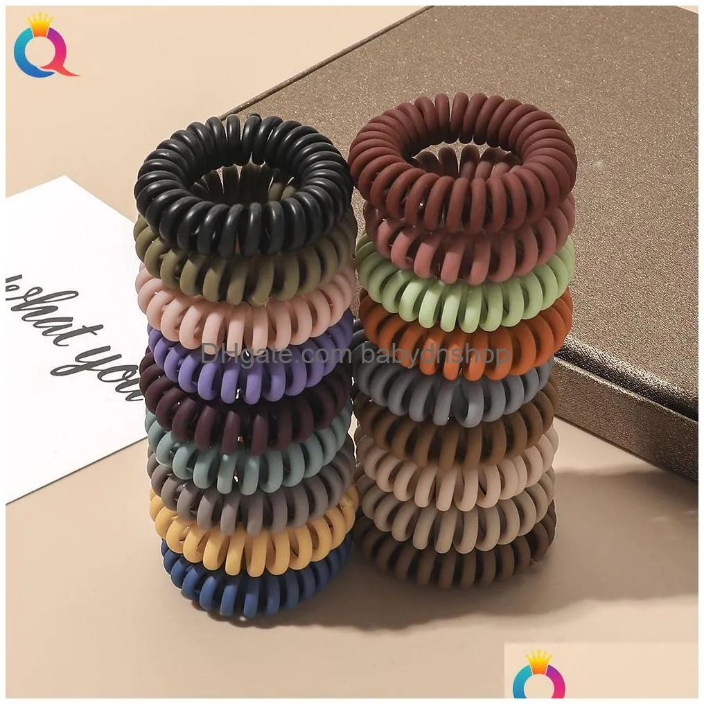 4cm telephone wire elastic hair bands ribbon small matte color hair ties gum for women ponytail holder hair ropes accessories 1538