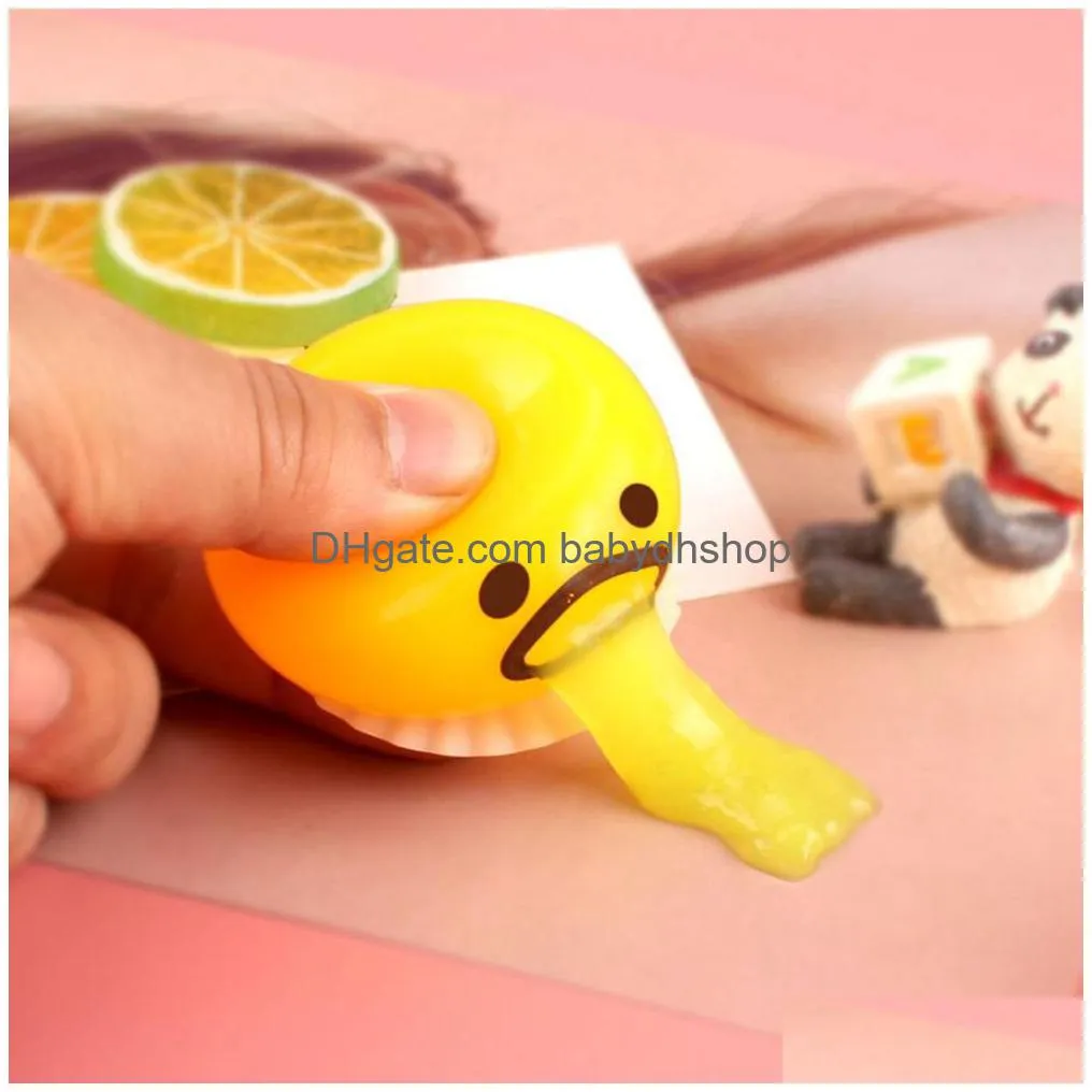 squishy games puking egg yolk stress ball with yellow goop relieve-stress toy funny squeeze tricky antistress disgusting eggs toy 1228