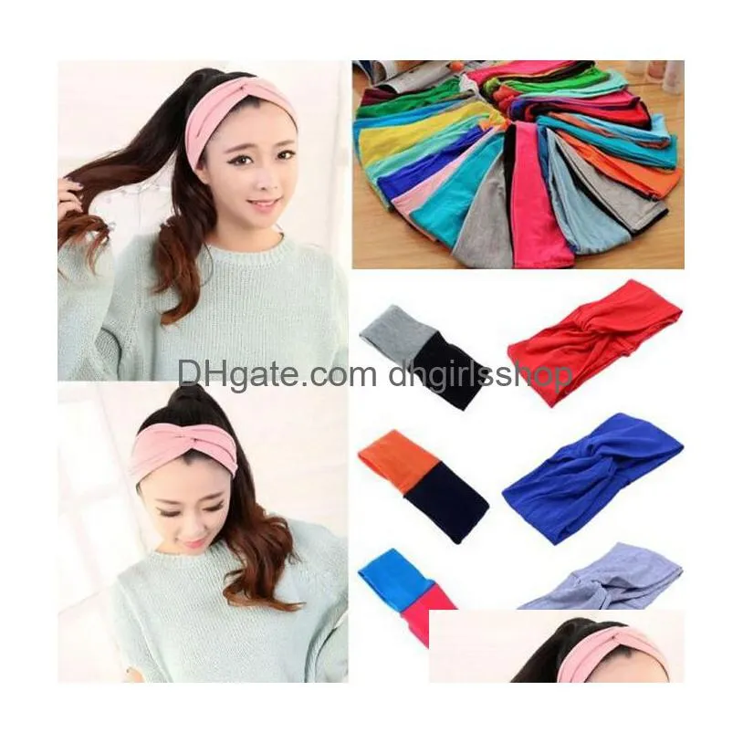 fashion candy colors women stretch twist headband turban soft sport yoga head wrap bandana headwear bohemia style hair accessories