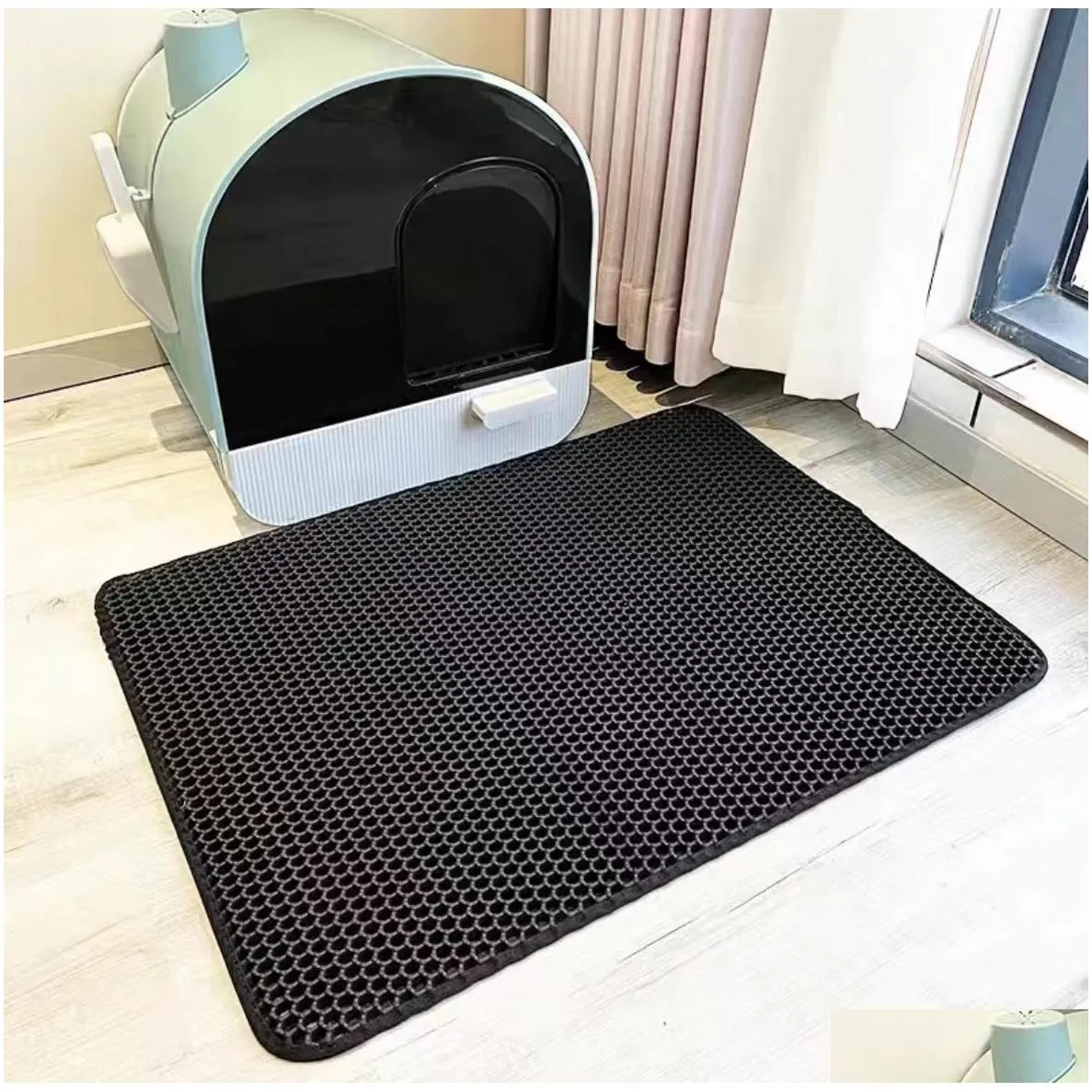 fold double layer pet litter box mat waterproof filters pads nonslip keep bed house clean trapping kitten sand wholesale price