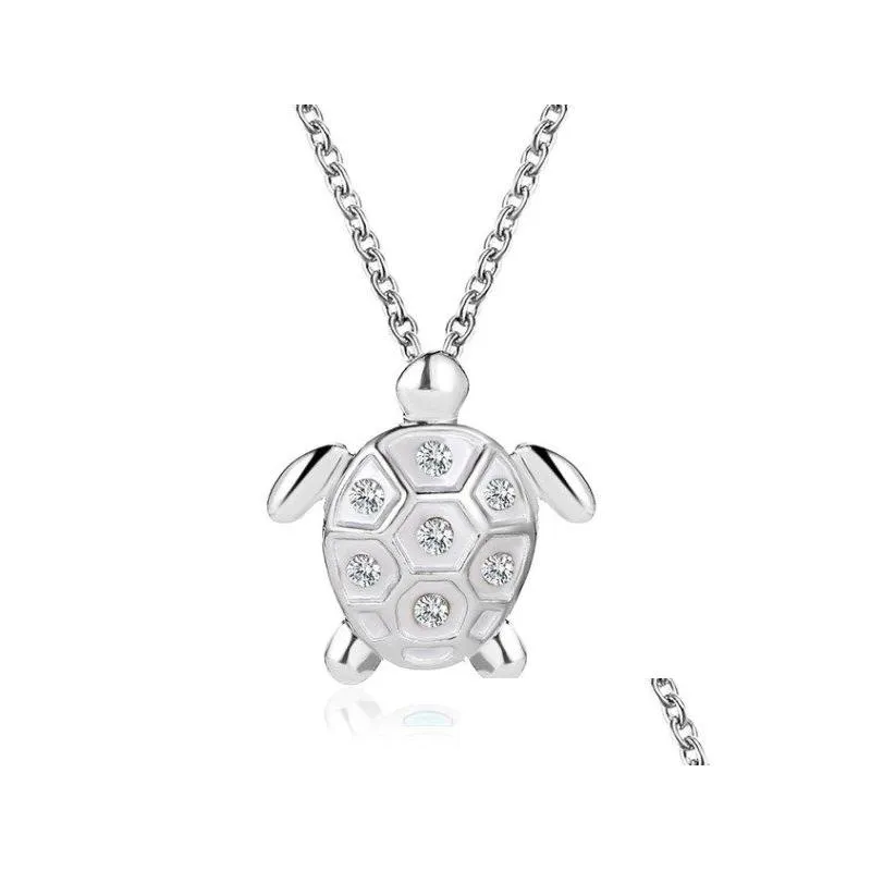 temperament wild inlaid rhinestone turtle pendant necklace cute little turtle pendant clavicle chain female party birthday gift