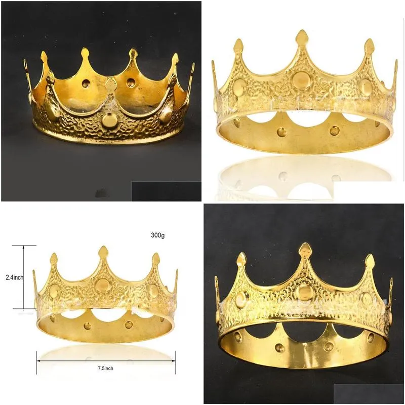 ts-0314-a european and american mens kings crown golden princes crown retro palace performance beauty pageant decoration queens birthday wear 