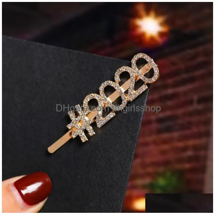 hairpins crystal shiny rhinestones word letters hair clips women styling tool hairpins diamond jewelry hair accessories for women