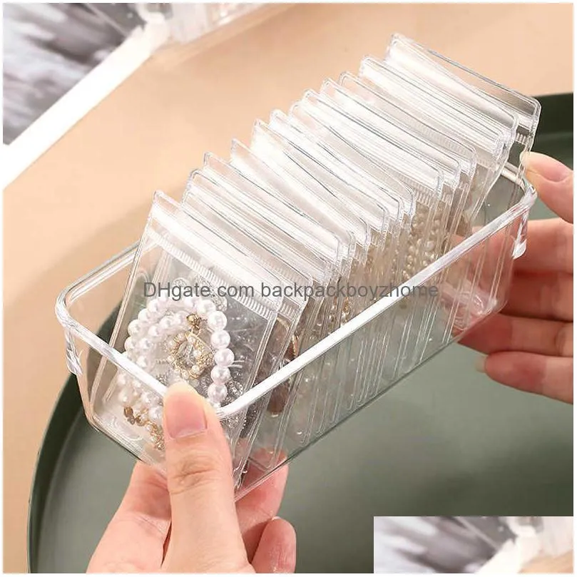 new new anti-oxidation jewelry storage bag desktop drawer organizer transparent necklace bracelet ring holder ziplock bag storage