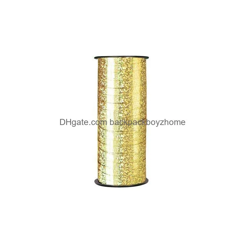 party decoration 100 yard crimped curling ribbon roll silver gold balloon ribbons i love you happy birthday florist crafts and gift