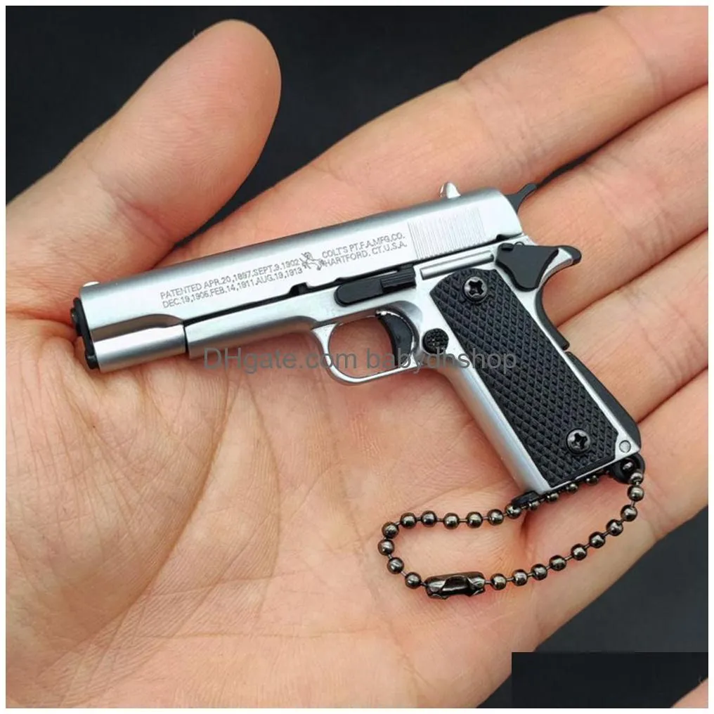 5 colors 1911 pistol gun full metal quality keychain gun model toy miniature alloy pistol collection toy gift pendant 2081