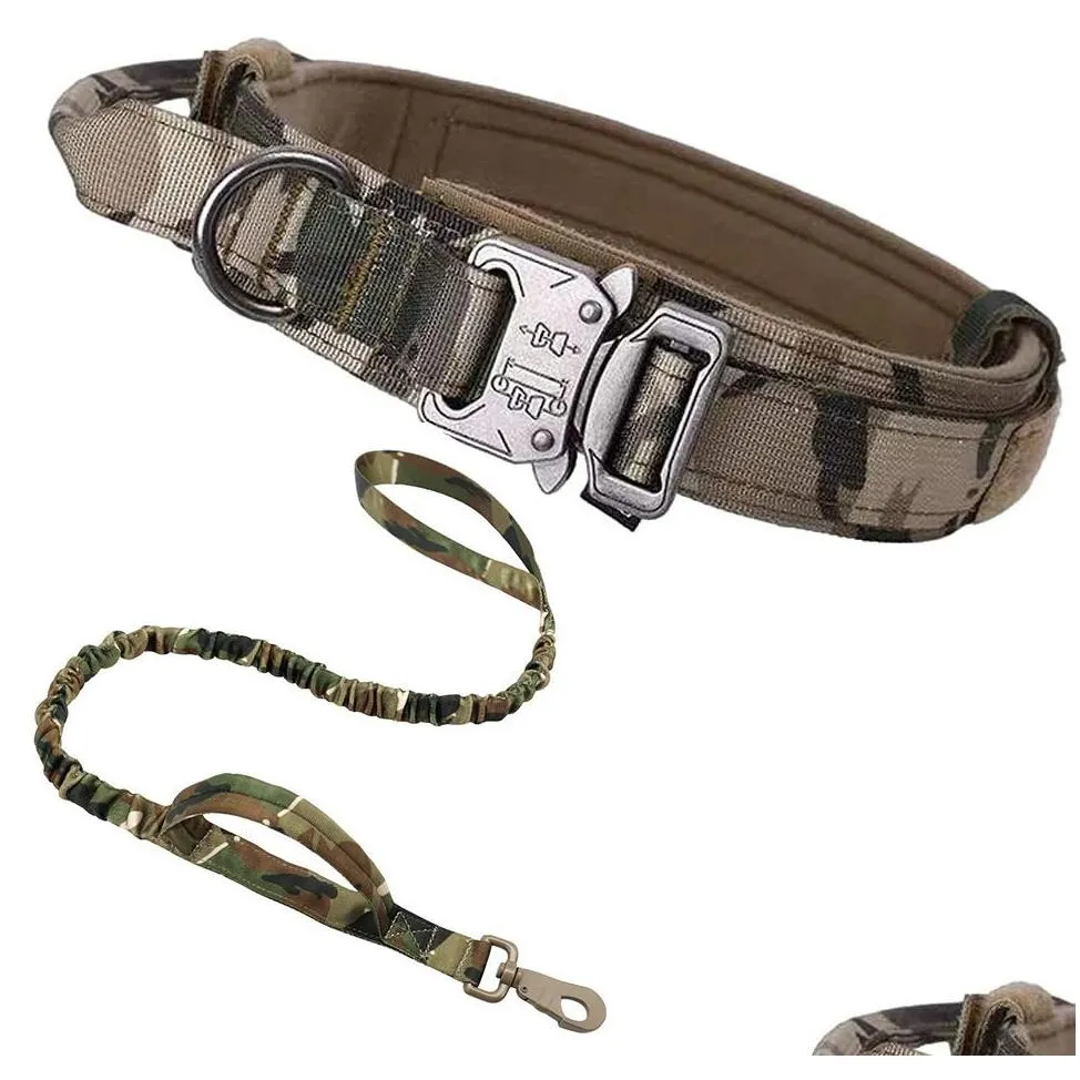 tactical pet dog collar adjustable for medium to large dog training dog circles including collar and traction rope