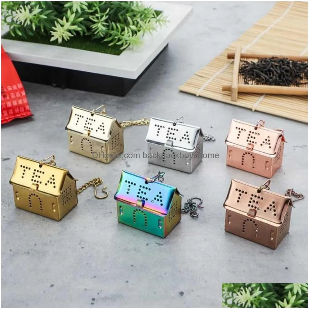 ups 6 colors stainless steel tea infuser mini house shaped strainer bag kitchen seasoning holder