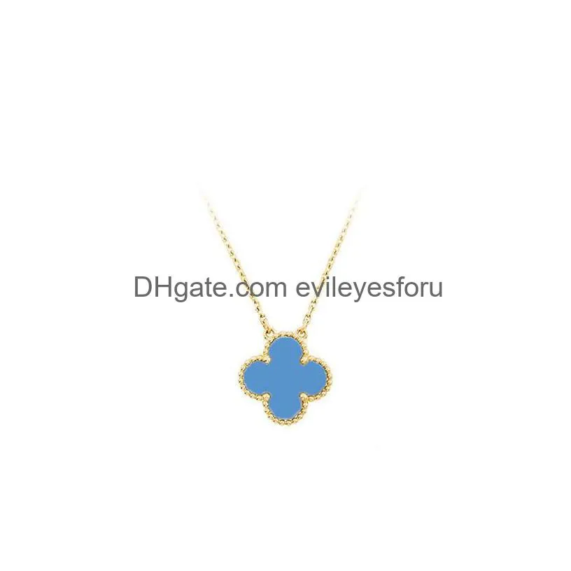 Gold Plated Four Leaf Blue Clover Stone Necklace – MET Jewelry Collection