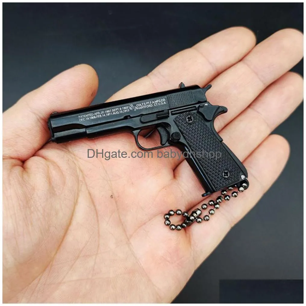 5 colors 1911 pistol gun full metal quality keychain gun model toy miniature alloy pistol collection toy gift pendant 2081