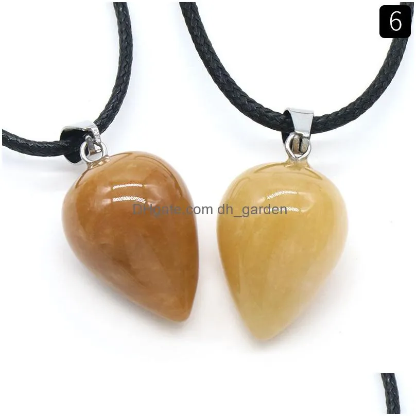 new natural crystal stone water drop aventurine rose quartz tigers eye opal agate pendants diy necklace jewelry making