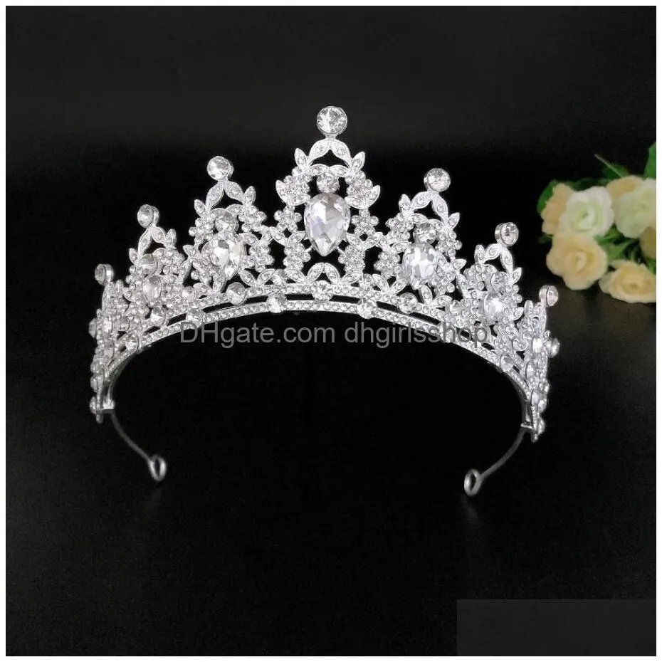wedding hair tiara crystal bridal crown gold color diadem veil tiaras wedding hairs accessories headpieces head jewelry