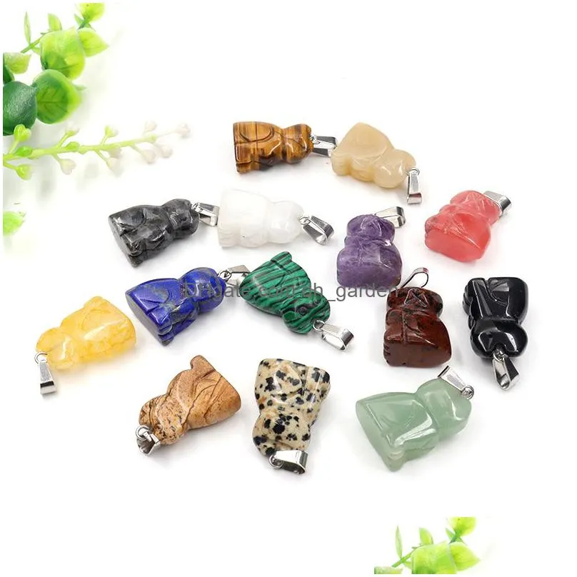 natural stone cat pendant carved crystal healing reiki decoration charms craft home mini decor gemstone jewelry wholesale