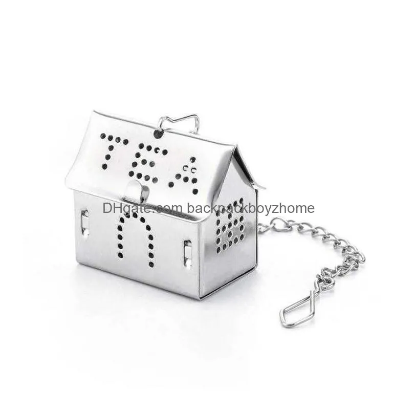 ups 6 colors stainless steel tea infuser mini house shaped strainer bag kitchen seasoning holder