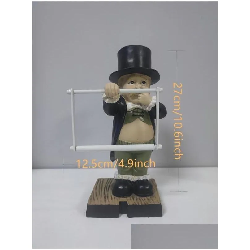 wholesale creative spoof paper holder statue cute funny decorative resin butler shape tissue stand rack sculpture for toilet