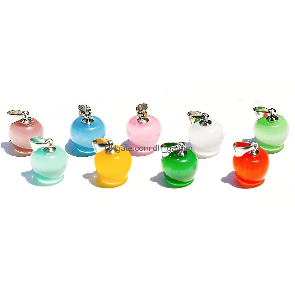 12x13mm colorful cats eye small  shape pendant cute colorful fruit charms necklace jewelry making accessories