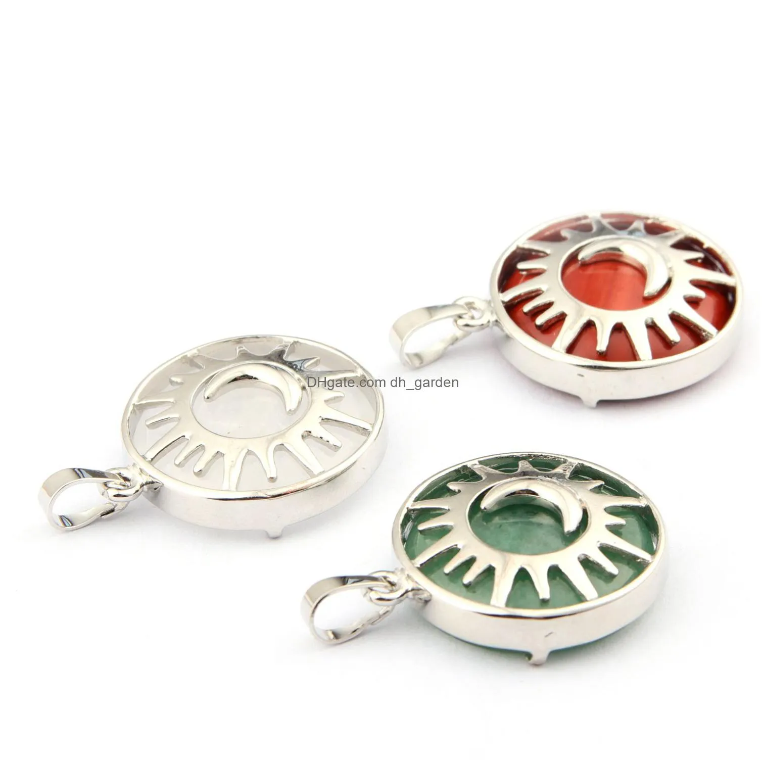 natural stone metal sun moon shape charm healing pendant for necklace jewelry making women earring