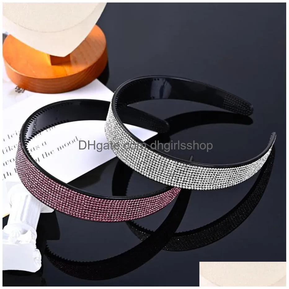 luxury crystal shiny full rhinestone headbands silver color hairbands velvet headwear for women hair accessories jewelry gifts