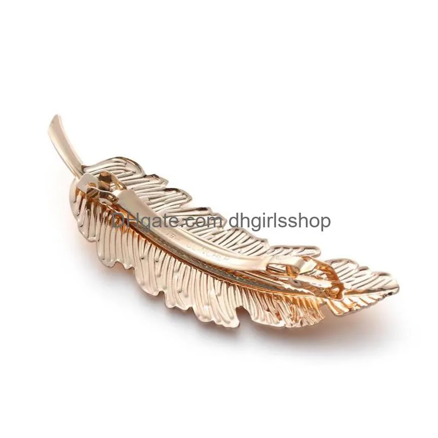 leaf feather design punk women girl hair clip pin claw barrettes for women wedding party gift hair styling tools ornament accessories