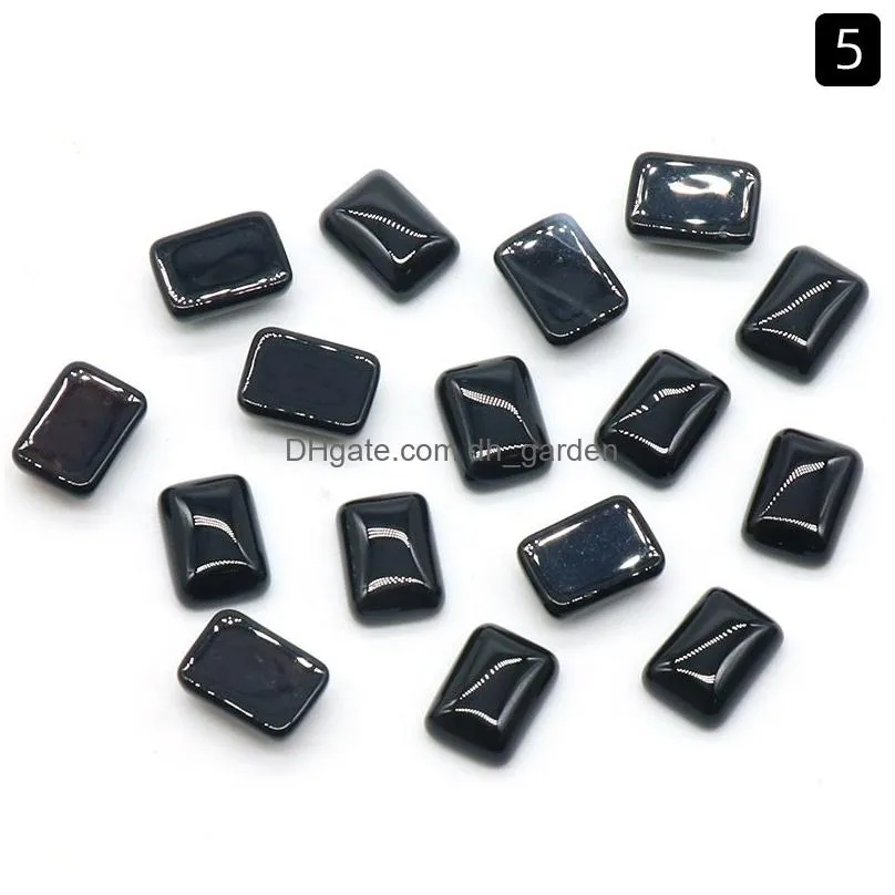 10x14mm natural stone pink rose quartz opal tigers eye turquoise rectangle shape charms white black crystal cab cabochons beads for jewelry