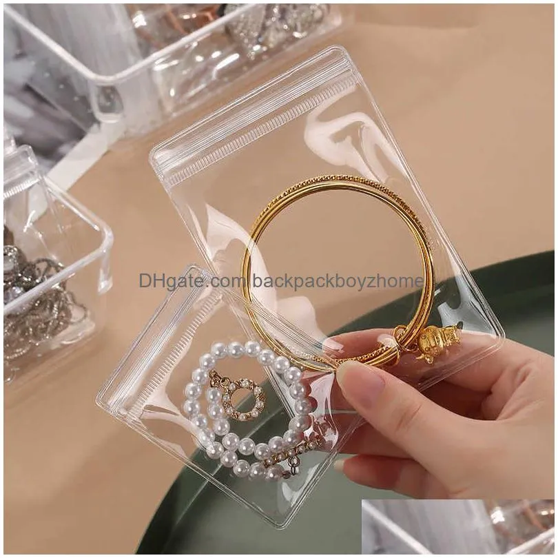 new new anti-oxidation jewelry storage bag desktop drawer organizer transparent necklace bracelet ring holder ziplock bag storage