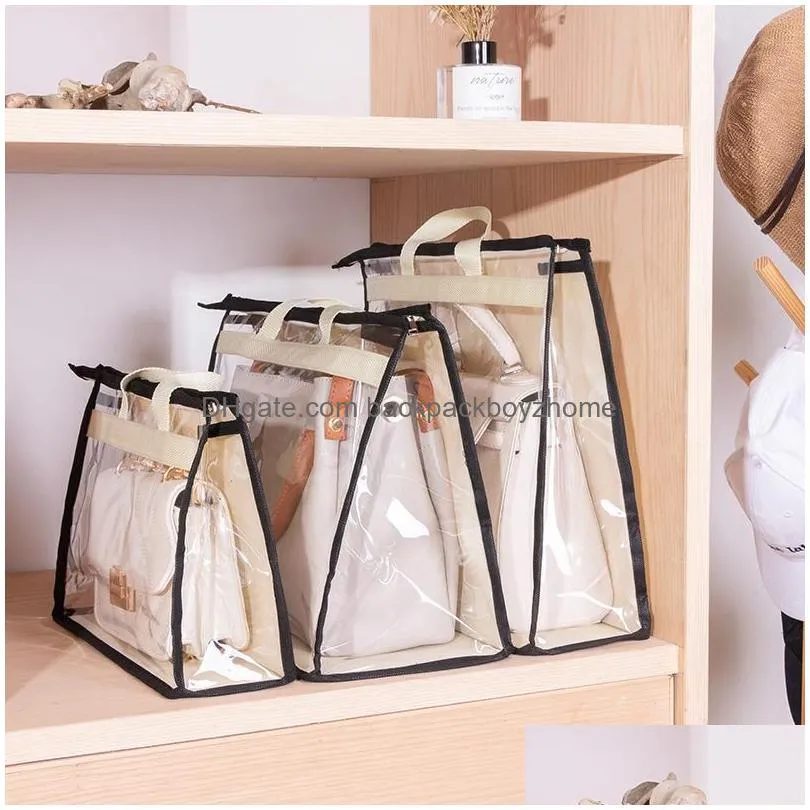 dust-proof storage bag closet wardrobe organizer hanging handbag transparent door wall sundry shoe storage bag