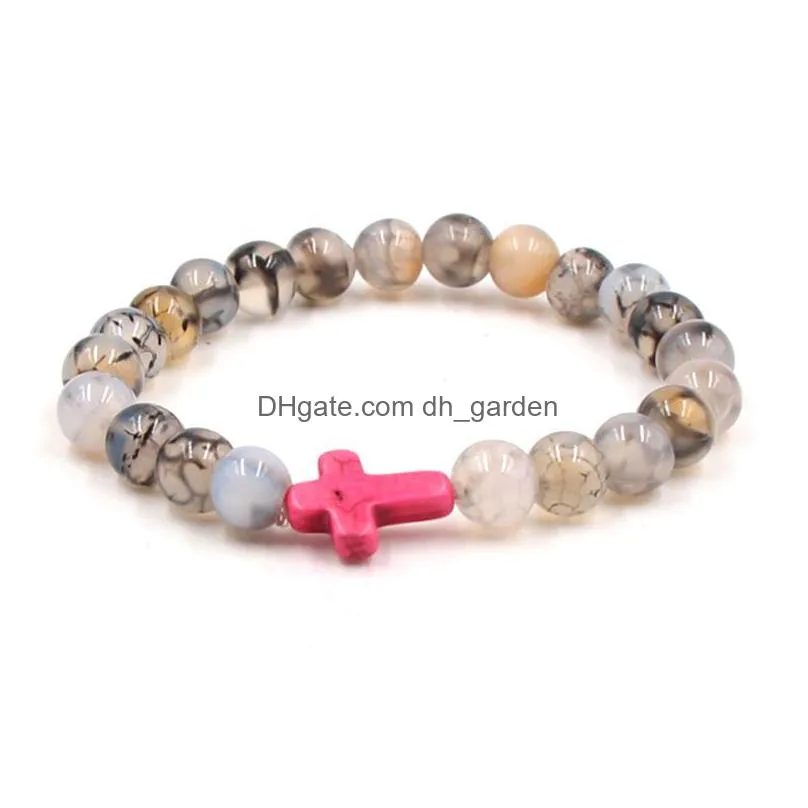 bulk cross charms 8mm black dragon pattern stone strand bead yoga buddha bracelet for women men jewelry
