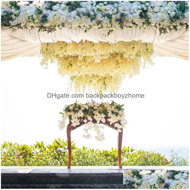 decorative flowers wreaths 5/10pcswhite silk artificial cherry blossom vines flower string ceiling decor arch wedding party room hanging