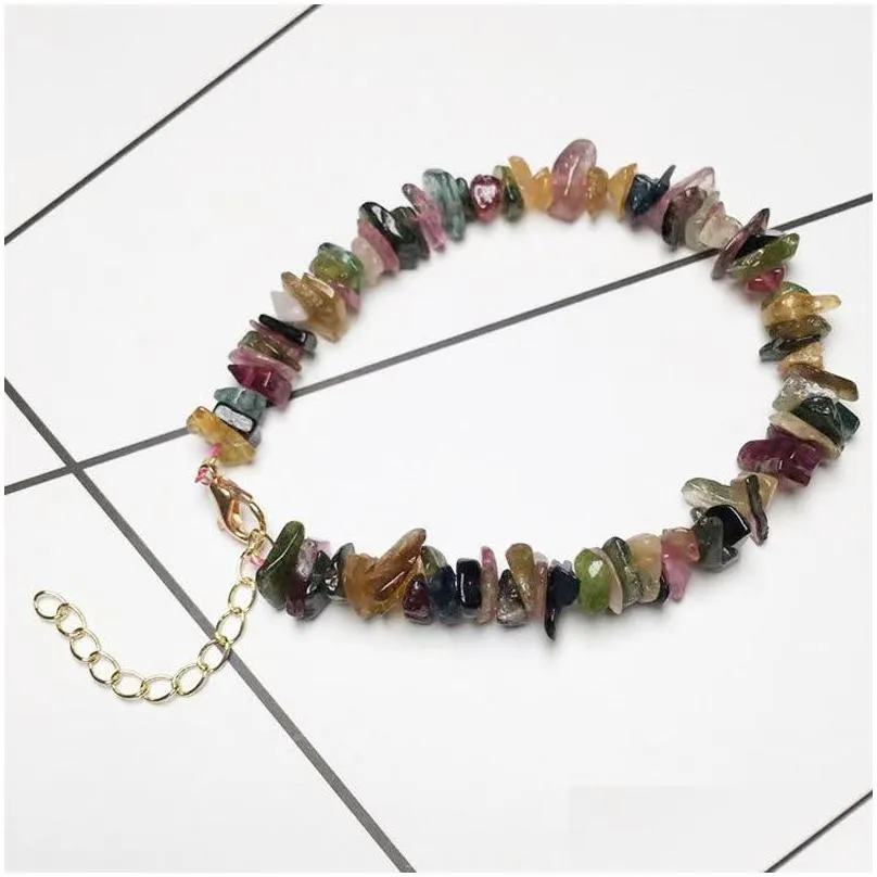 handmade irregular natural colorful energy stone charm bracelets for women girl party club birthday wedding decor jewelry