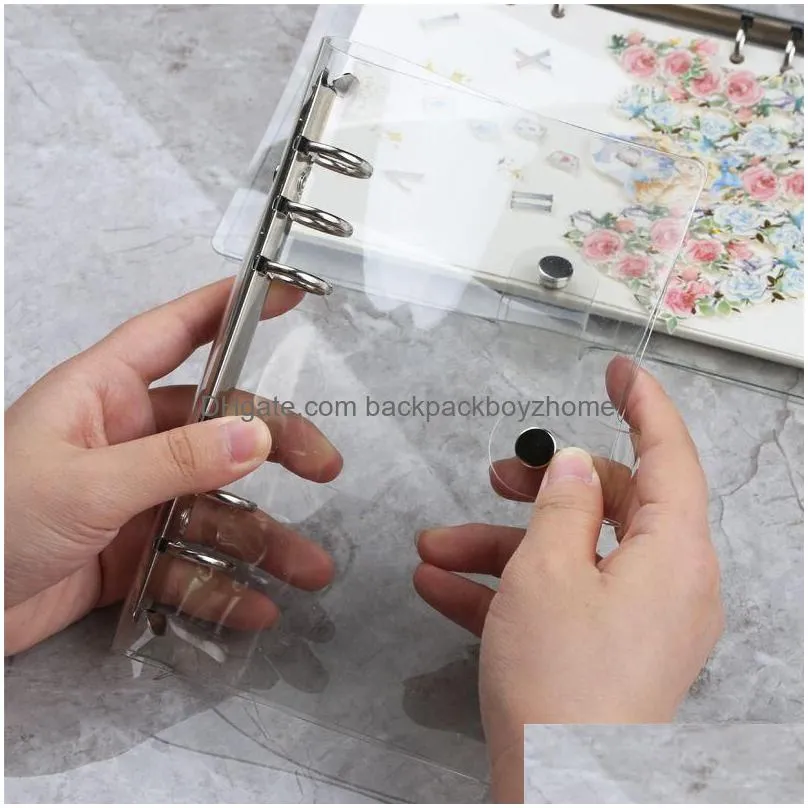 a5 a6 spiral transparent pvc notebook cover loose diary coil ring binder paper seperate planner receive bag card stationery1