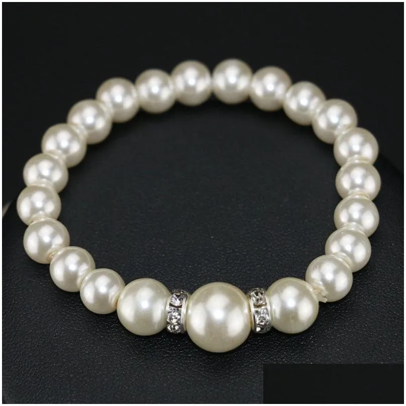 beaded pearl necklaces bracelets earrings jewelry 3pcs sets bride wedding birthday party club fashion accessories for women girl