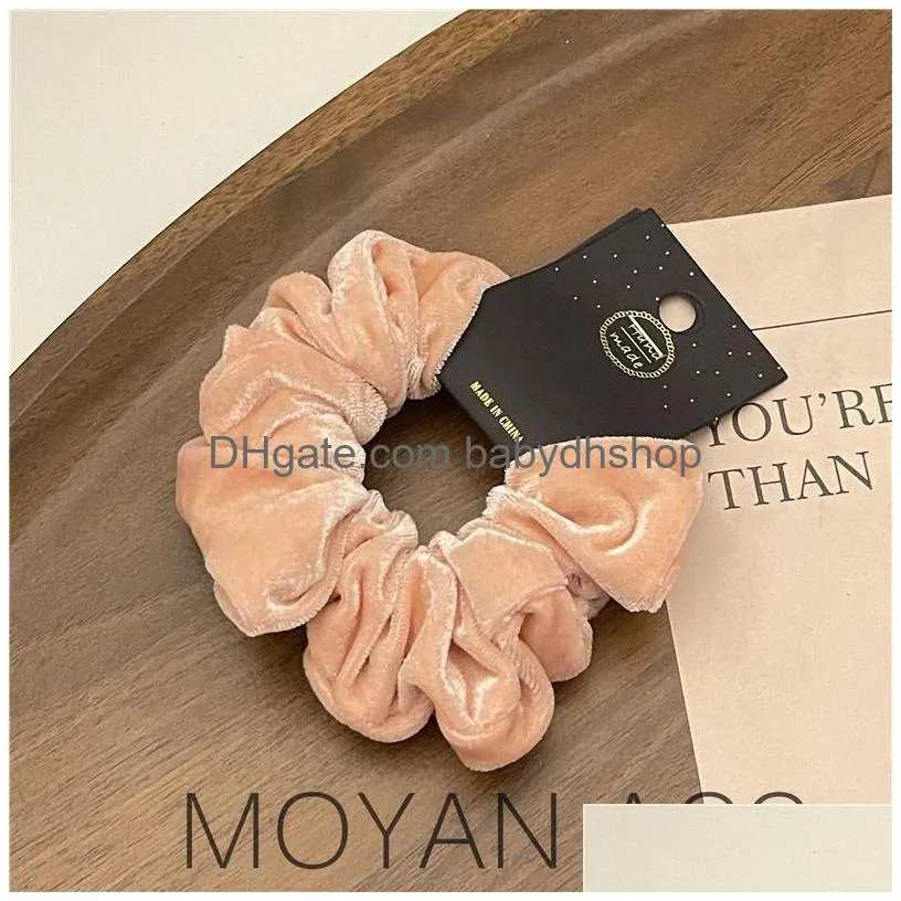 coral velvet ribbon scrunchies headband large elastic rubber hair band women girl ponytail holder hairs ties accessories satin hair rope