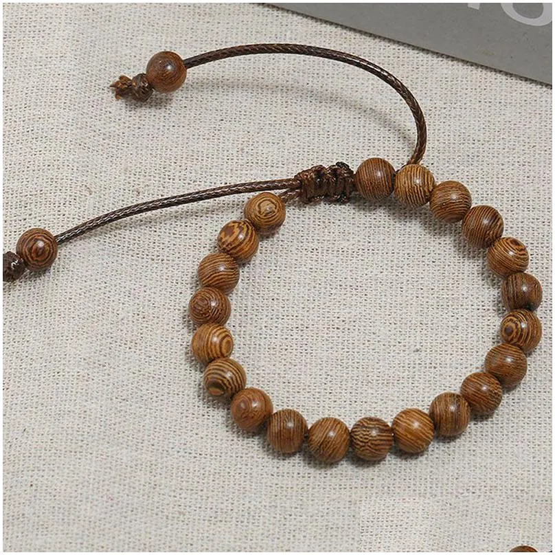 natural wooden handmade rope braided beaded strands charm bracelets for women men party club fashion jewelry