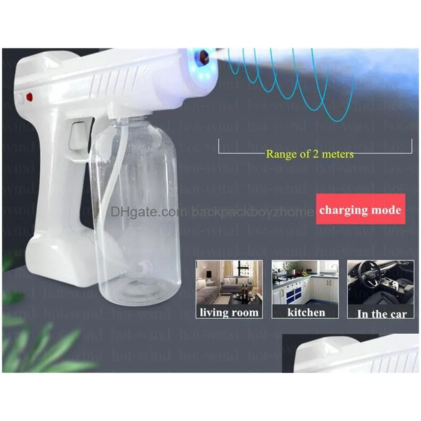 wireless charging spray gun 800ml disinfection party favor hand sanitizer gun handheld blue nano portable electric atomizing machine