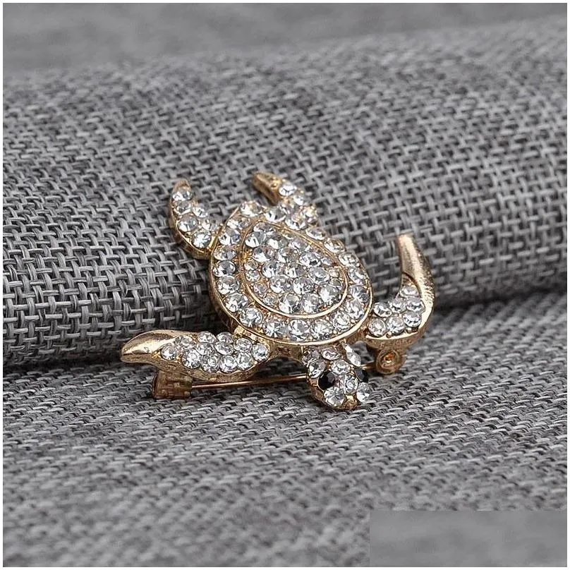  arrival cute little sea turtle crystal brooch tortoise pins brooches christmas gift jewelry 8671565