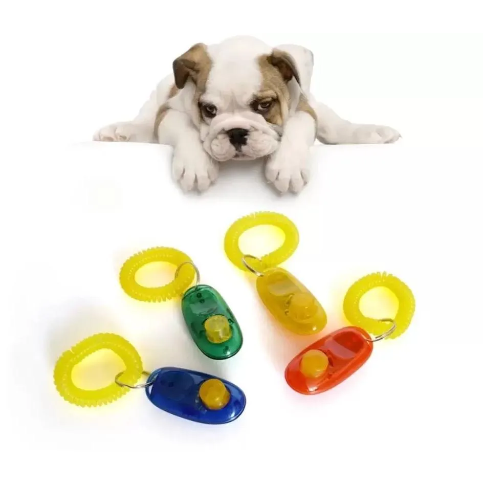  pet cat dog training clicker plastic dogs click trainer transparent clickers with bracele wholesale