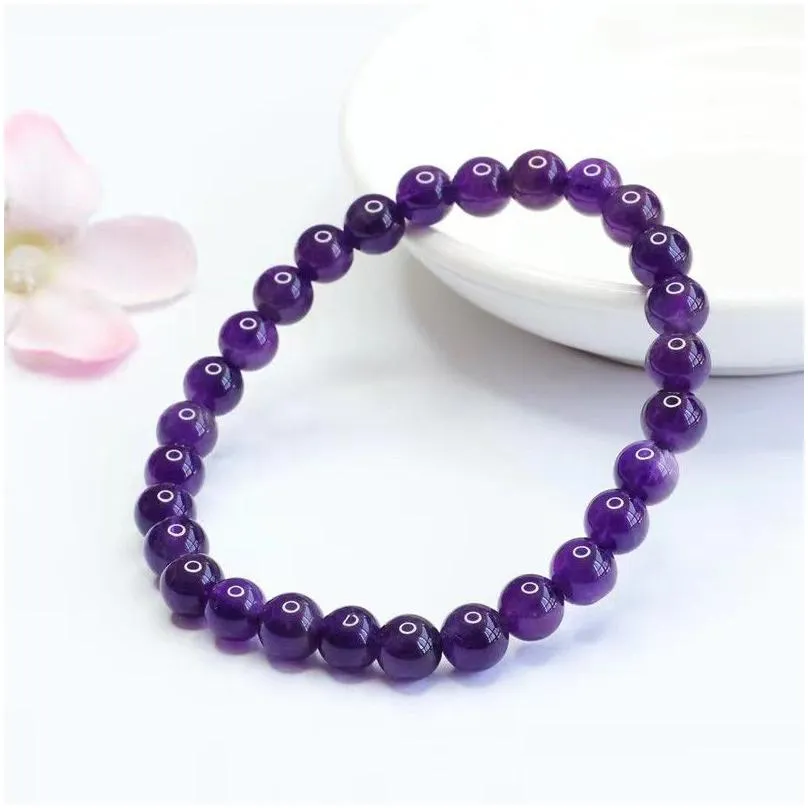 6mm 8mm natural crystal stone beaded strands elastic charm bracelets for men women couple yoga sports handmade jewelry