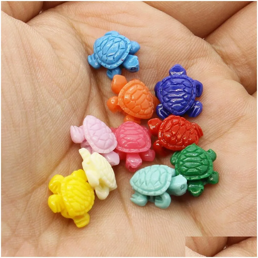 100pcs mix color carving little sea turtle coral beads 12mm loose small tortoise coral beads diy jewelry making accessories9797591