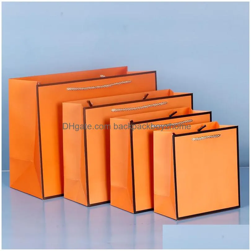 creative high-quality orange gift bags for store clothes wedding christmas party supplies handbags wrap