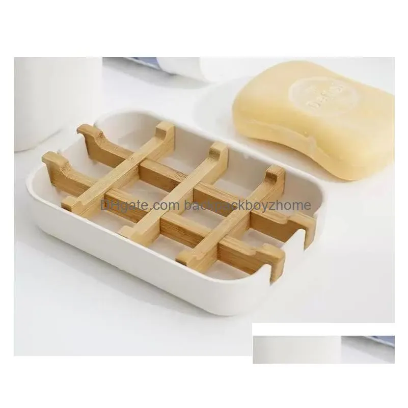 ups creative modern simple bathroom anti slip bamboo fiber soap dish tray holder 13.2x8.5x2.5cm