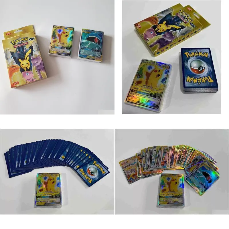 100pcs pocket v vmax cards display english version shining cards playing game collection booster box kids toy