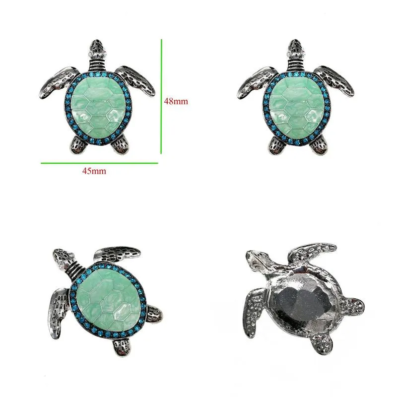 10pcs/lot green rhinestones tortoise pendant charm for necklace cute enamel animal ocean sea turtle charms for diy jewelry making