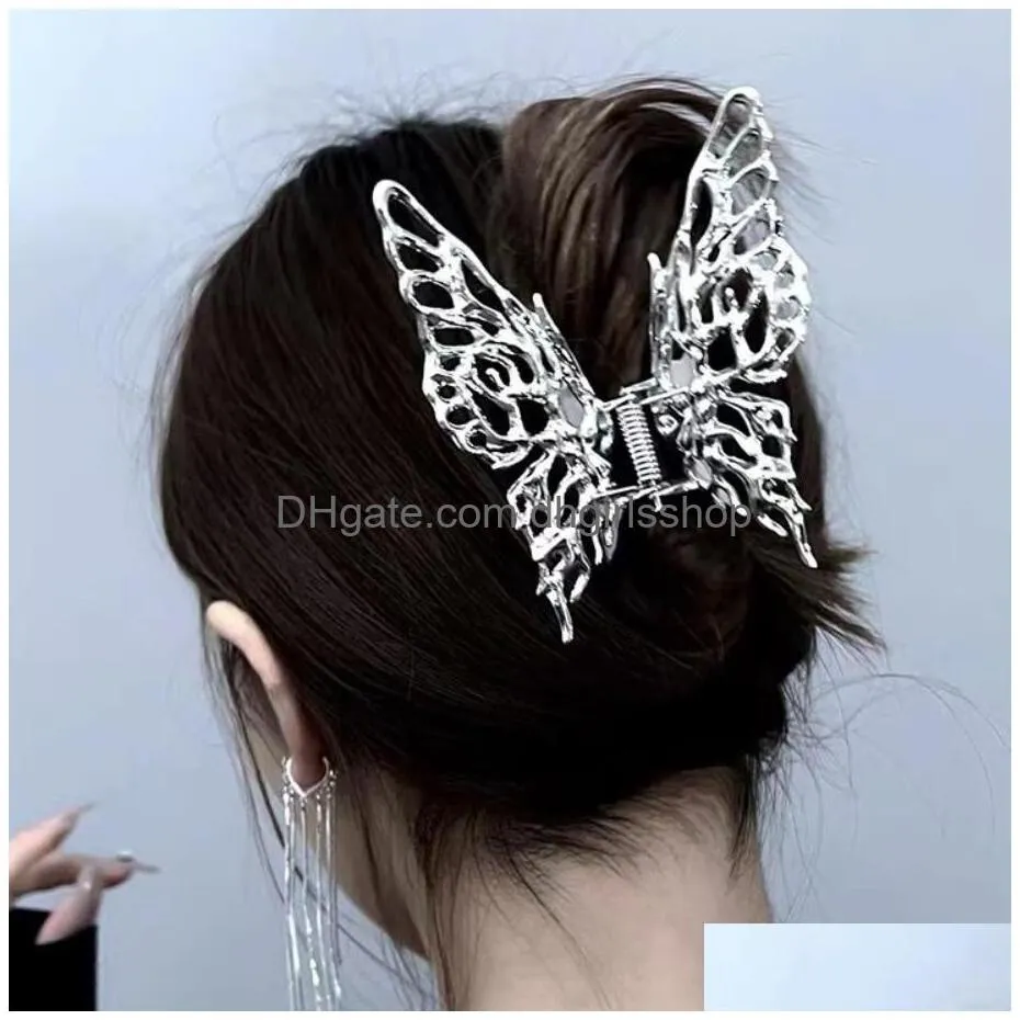 butterfly large metal hair claw clips irregular hairpins punk style claws barrettes women vintage jaw clip hair accessories
