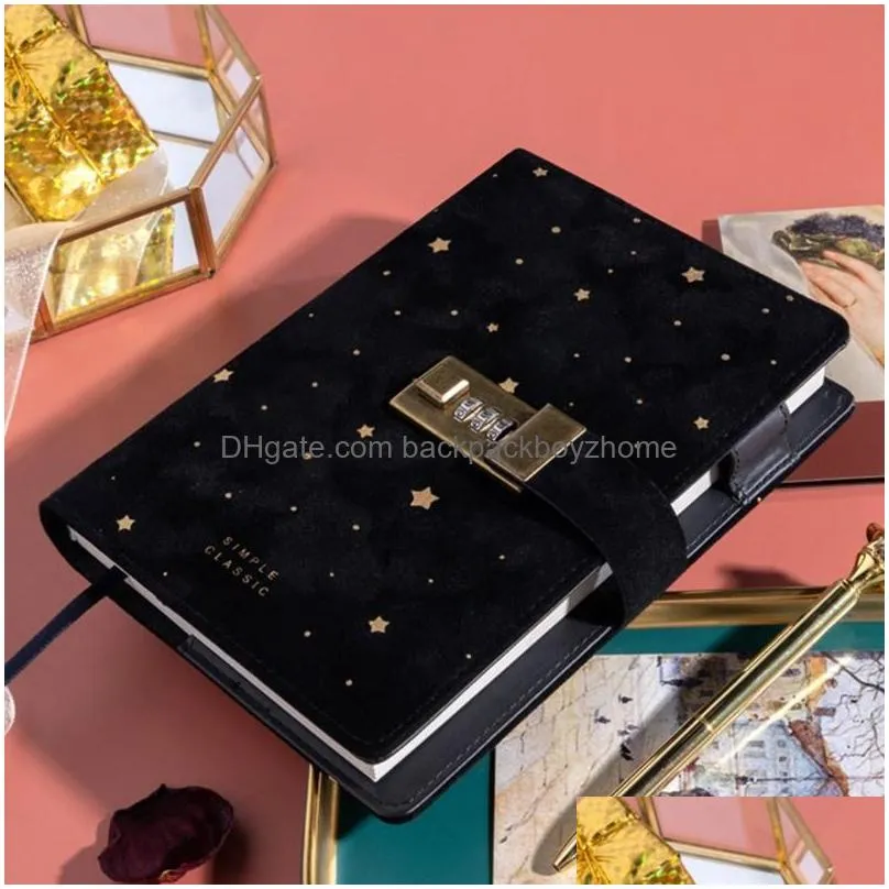 notepads b6 suede travel notebook with combination lock password star agenda diary journal notepad business stationery